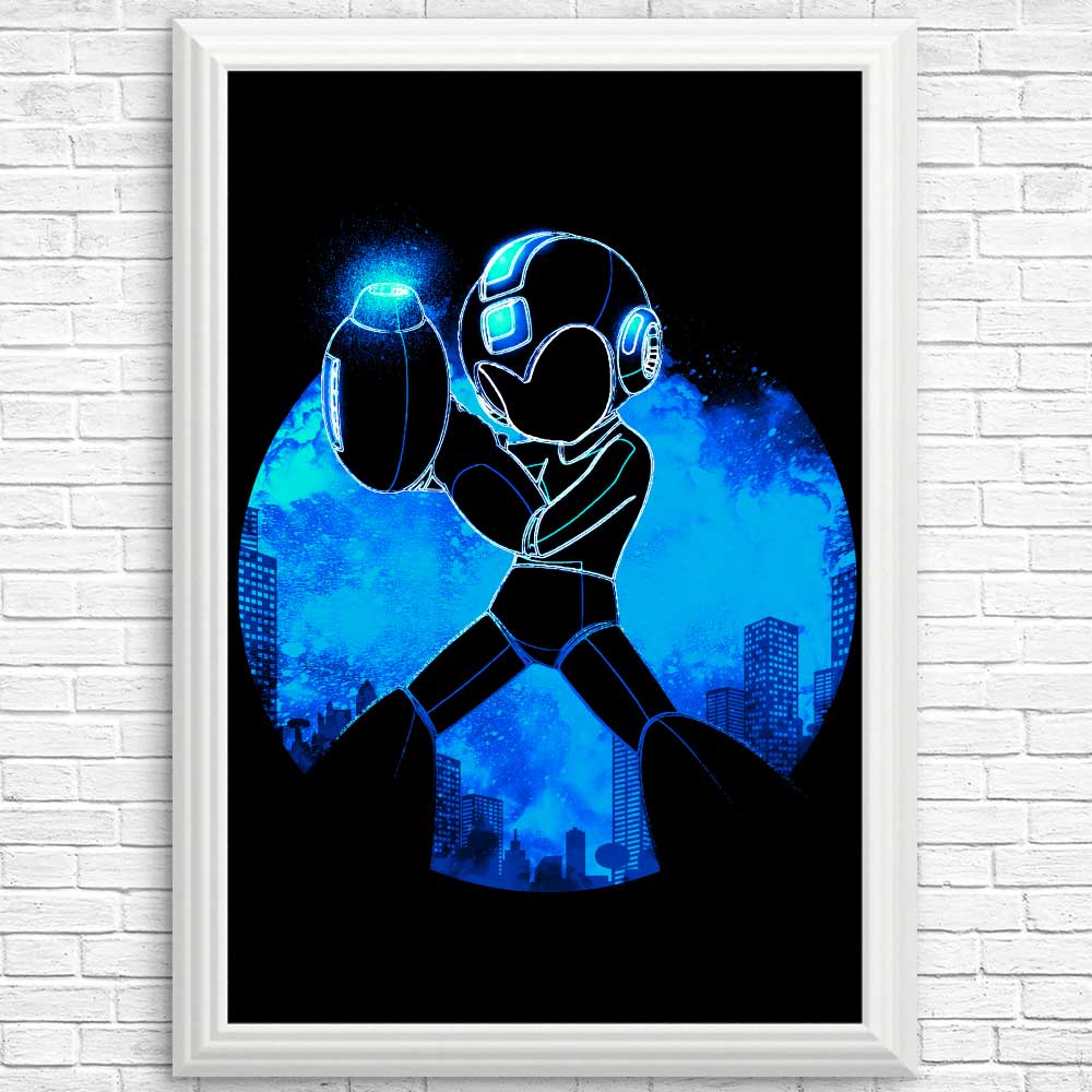Vibrant Blue Bomber Orb Posters and Prints by Donnie Illustrations