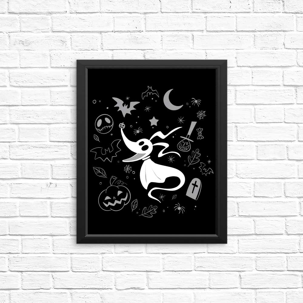 Spooky Dog Doodle Art Posters and Prints for Home Decor