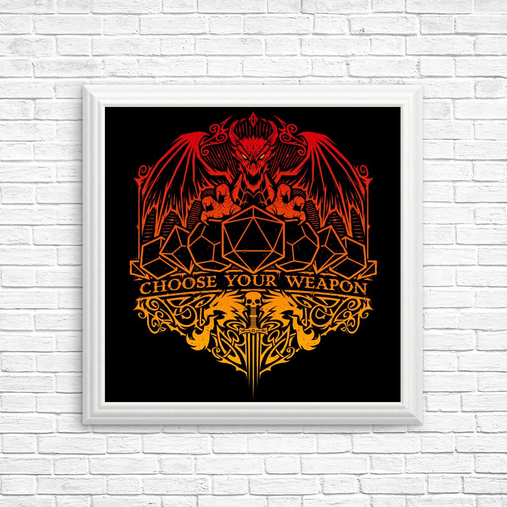 Select Your Weapon - High - Quality Posters and Prints