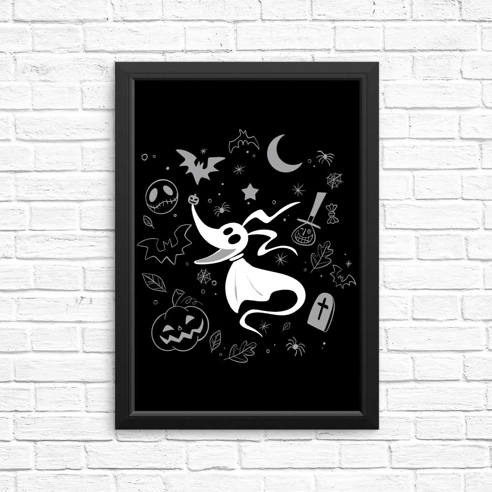 Spooky Dog Doodle Art Posters and Prints for Home Decor