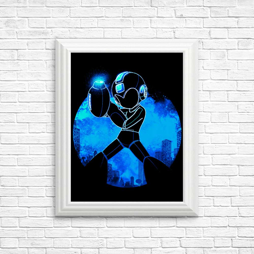 Vibrant Blue Bomber Orb Posters and Prints by Donnie Illustrations