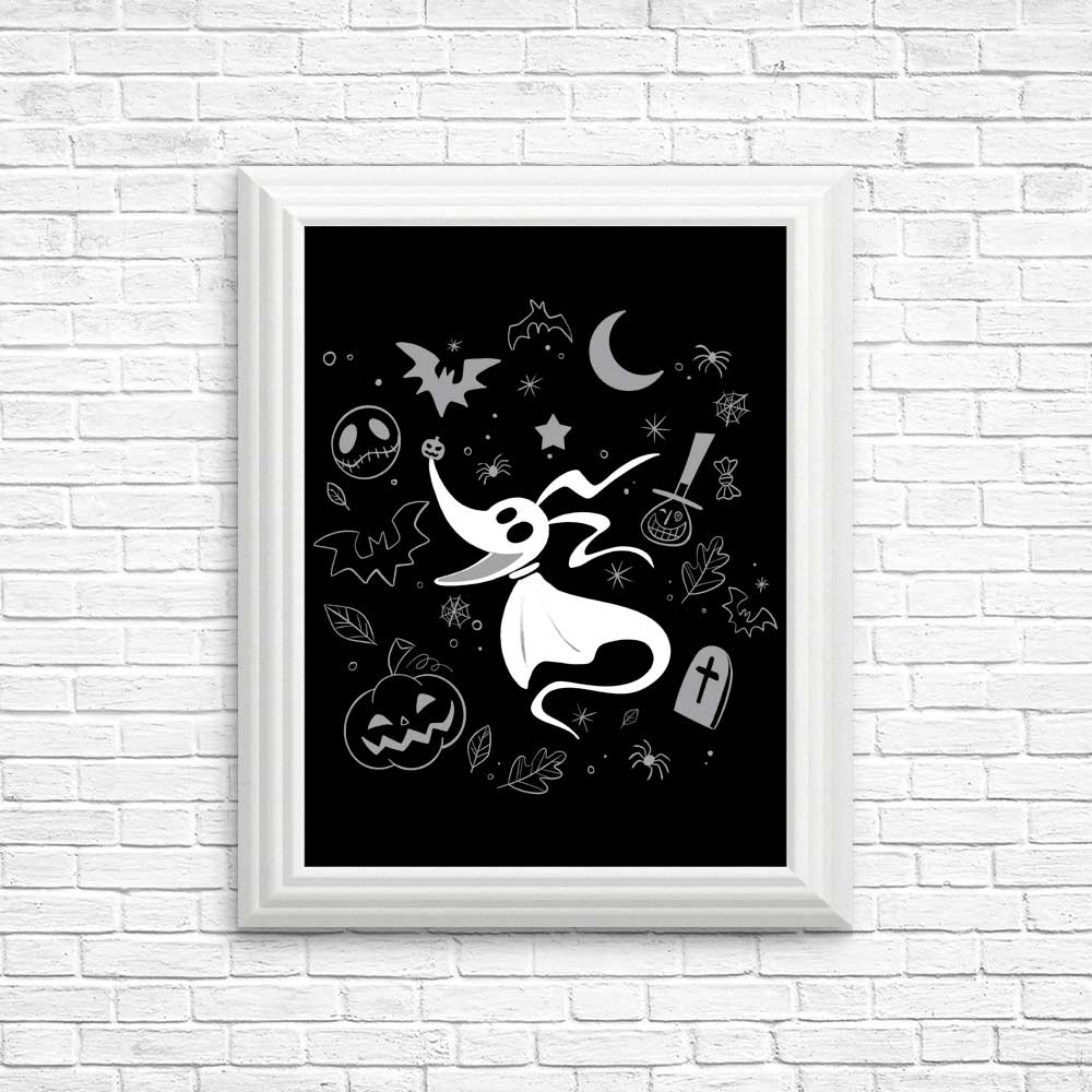 Spooky Dog Doodle Art Posters and Prints for Home Decor