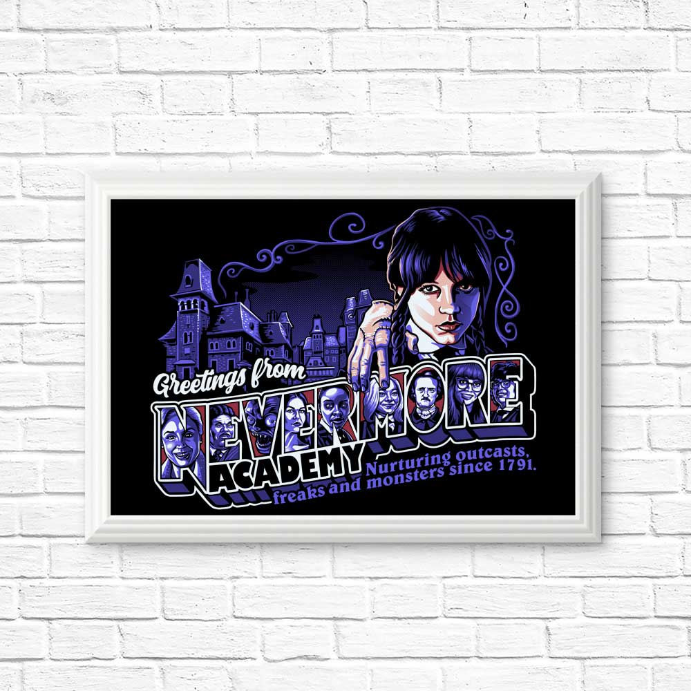 Unique 'Greetings from Nevermore' High - Quality Posters & Prints