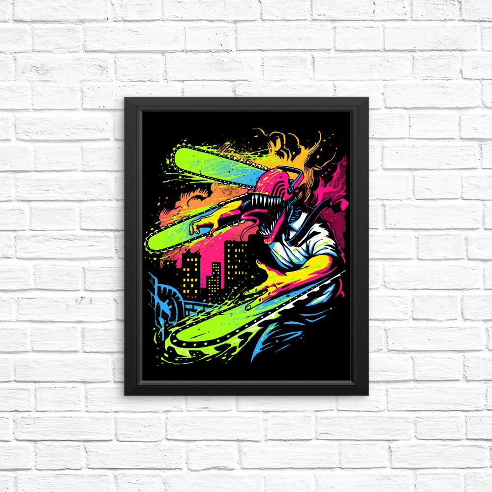Neon Chainsaw - Wall Posters and Art Prints