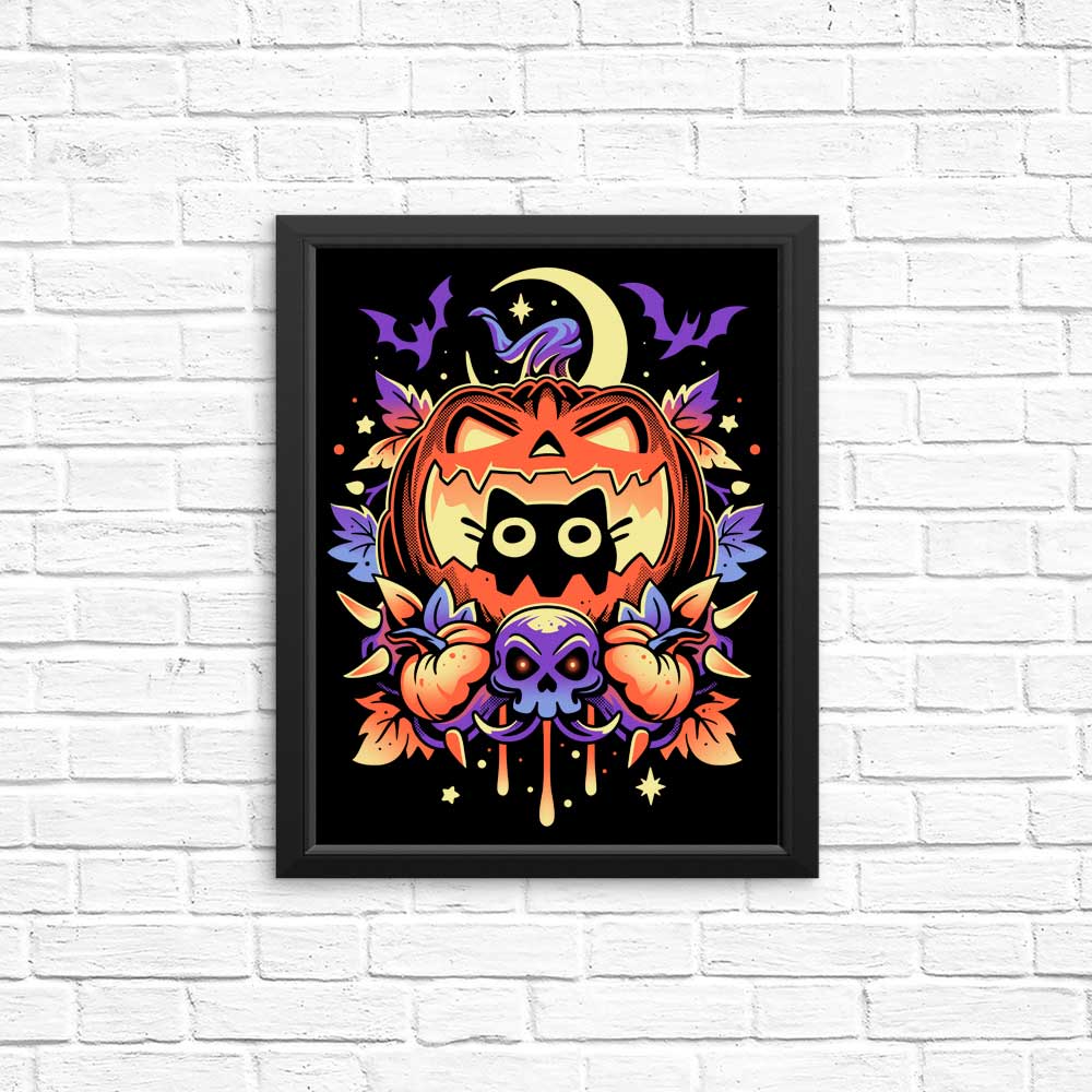 Spooky Halloween Cat Wall Posters and Prints for Decor