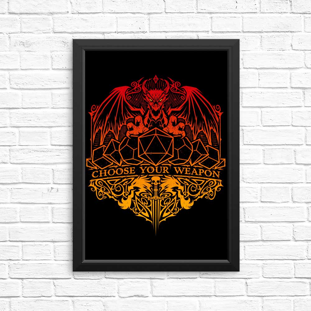 Select Your Weapon - High - Quality Posters and Prints
