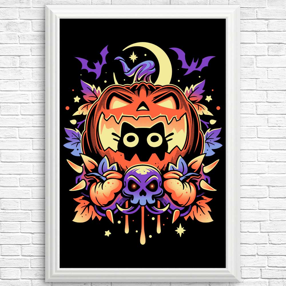 Spooky Halloween Cat Wall Posters and Prints for Decor