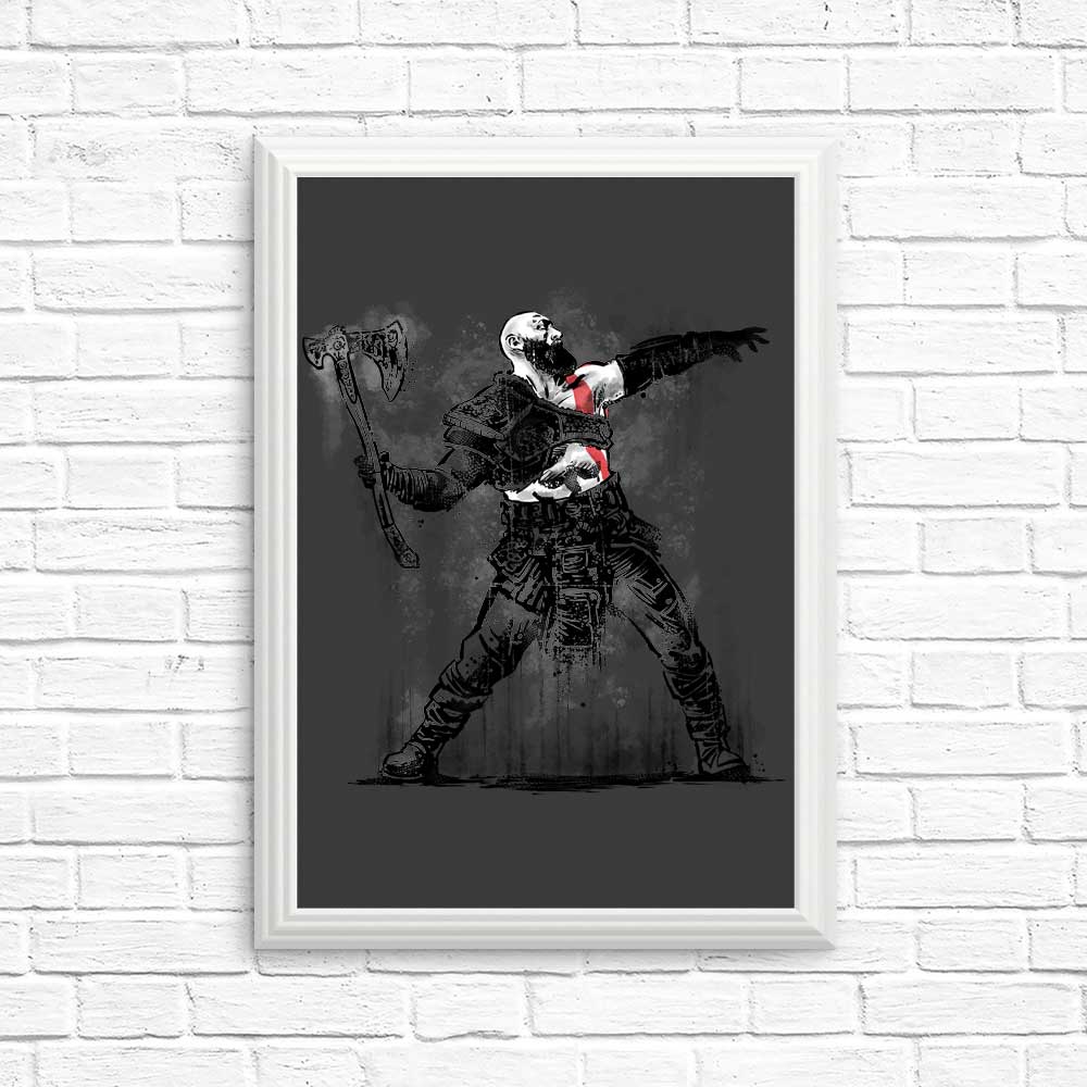 Poster and Print of God Throwing Axe Artwork