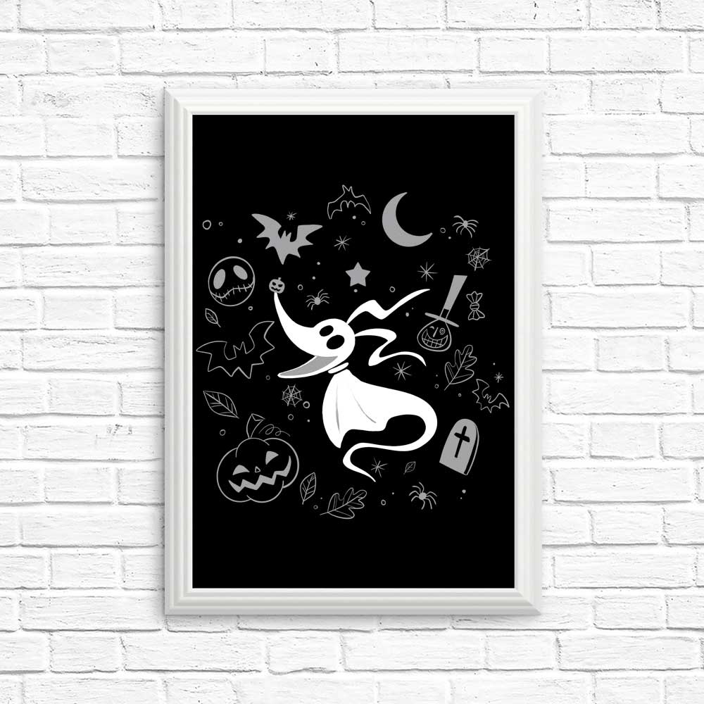 Spooky Dog Doodle Art Posters and Prints for Home Decor