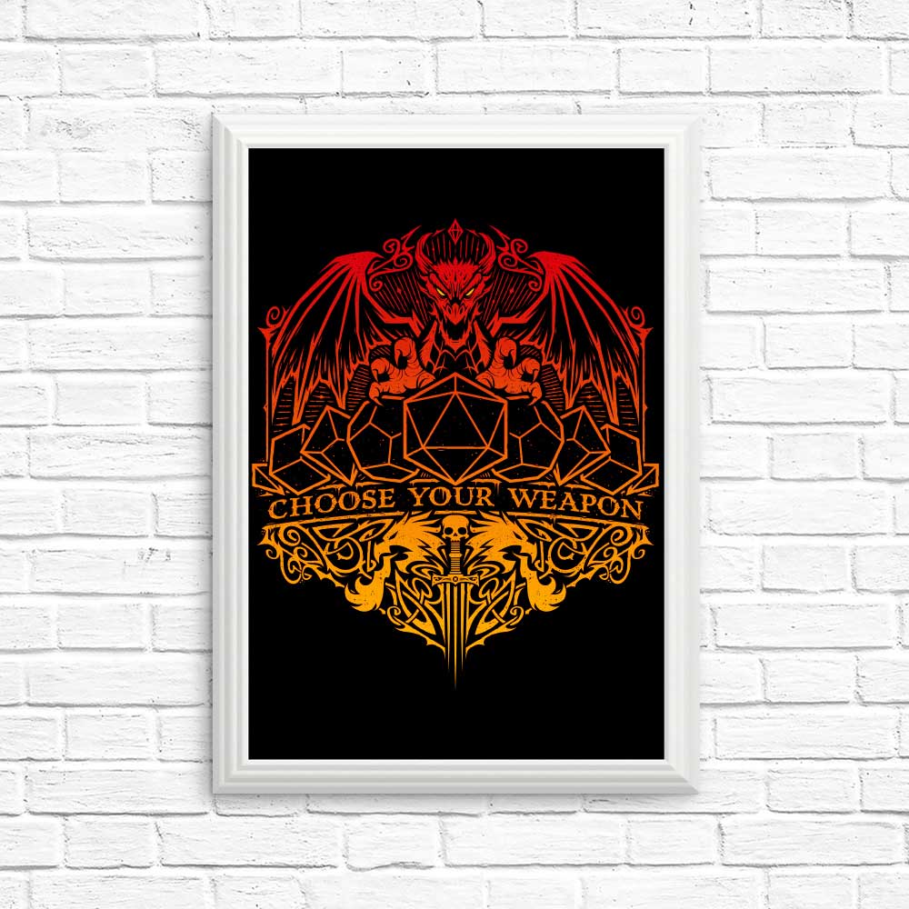 Select Your Weapon - High - Quality Posters and Prints