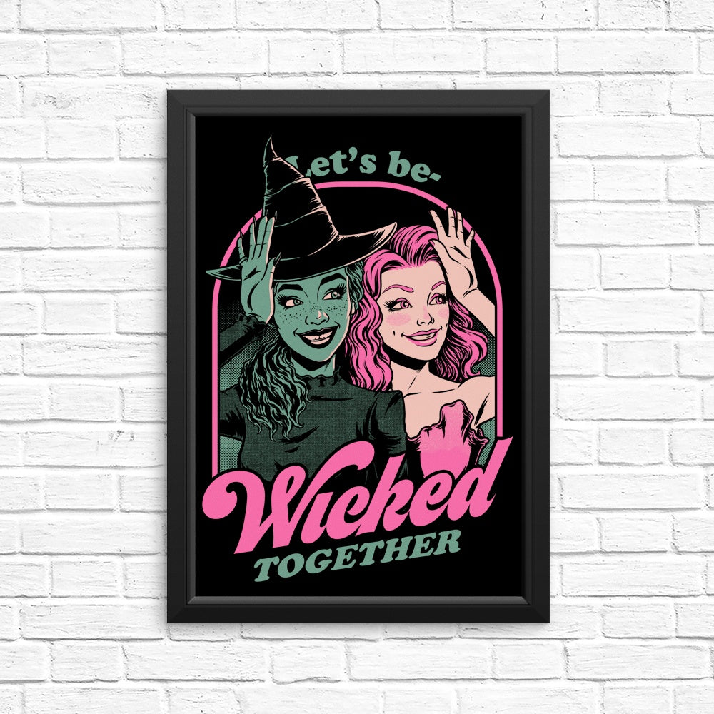 Vibrant Green and Pink Witch Themed Posters and Prints