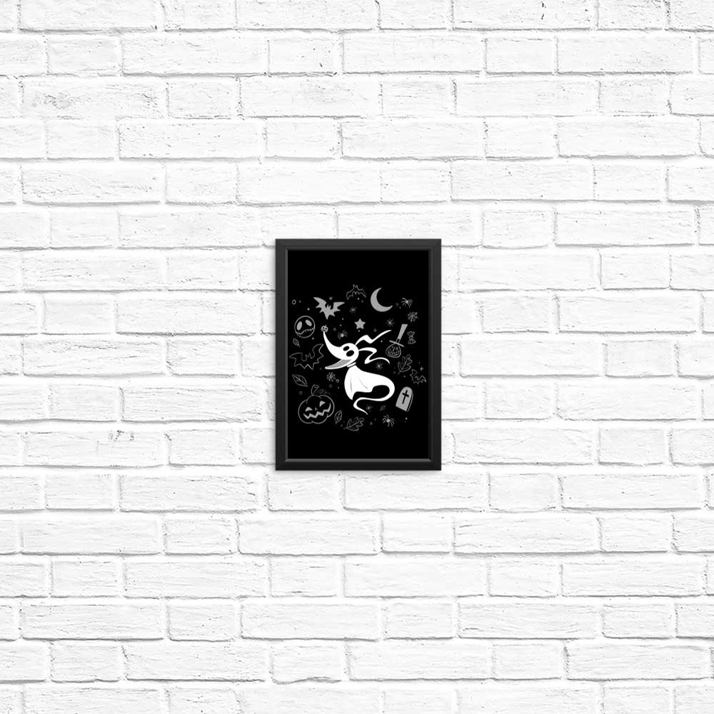 Spooky Dog Doodle Art Posters and Prints for Home Decor