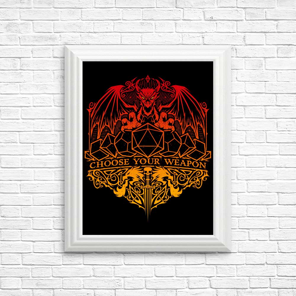 Select Your Weapon - High - Quality Posters and Prints