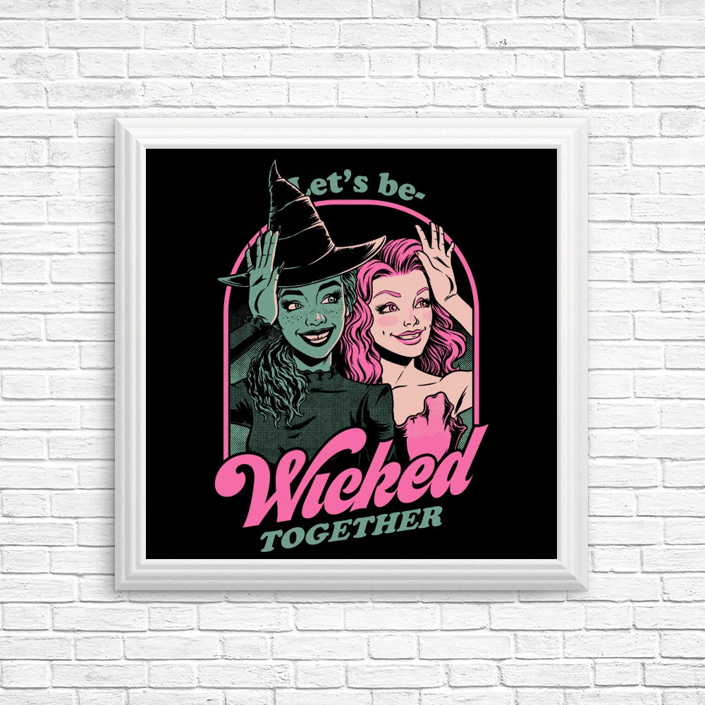 Vibrant Green and Pink Witch Themed Posters and Prints