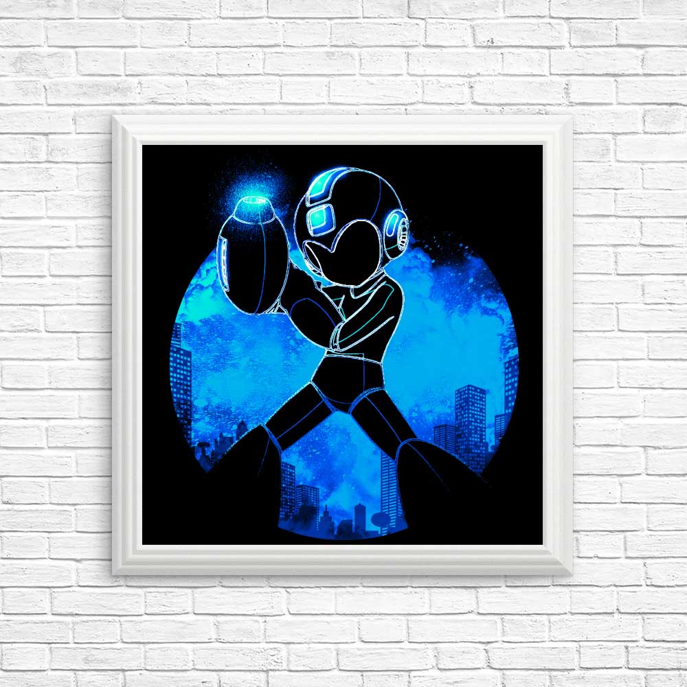 Vibrant Blue Bomber Orb Posters and Prints by Donnie Illustrations