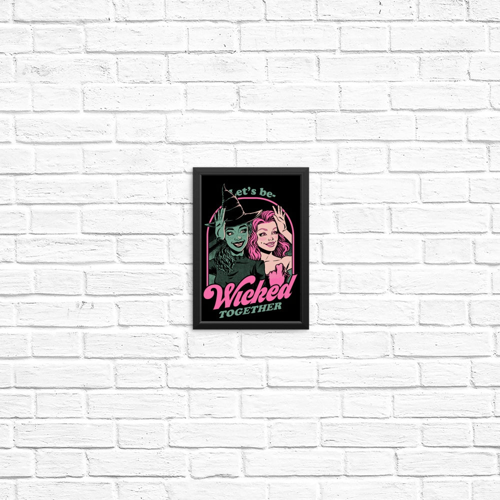 Vibrant Green and Pink Witch Themed Posters and Prints