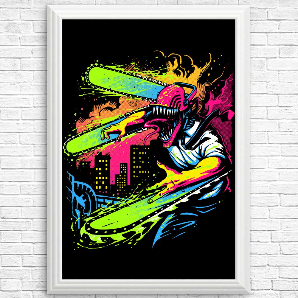 Neon Chainsaw - Wall Posters and Art Prints