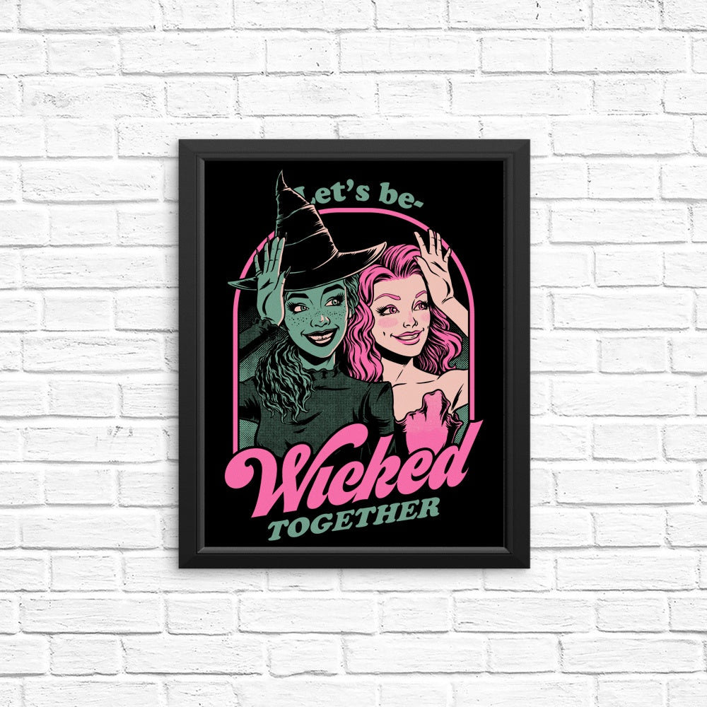 Vibrant Green and Pink Witch Themed Posters and Prints