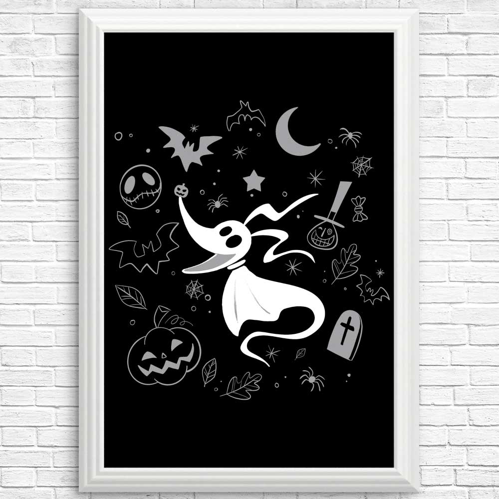 Spooky Dog Doodle Art Posters and Prints for Home Decor