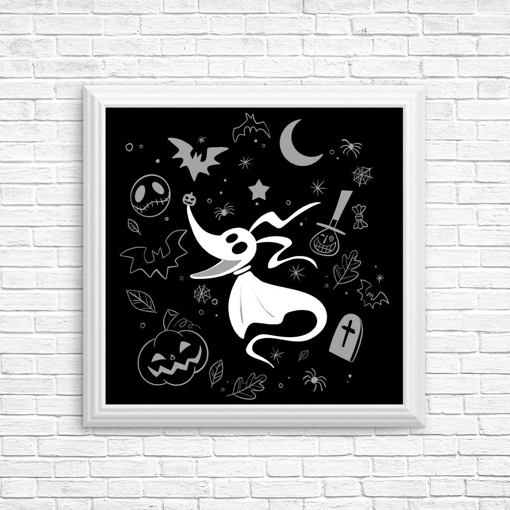Spooky Dog Doodle Art Posters and Prints for Home Decor