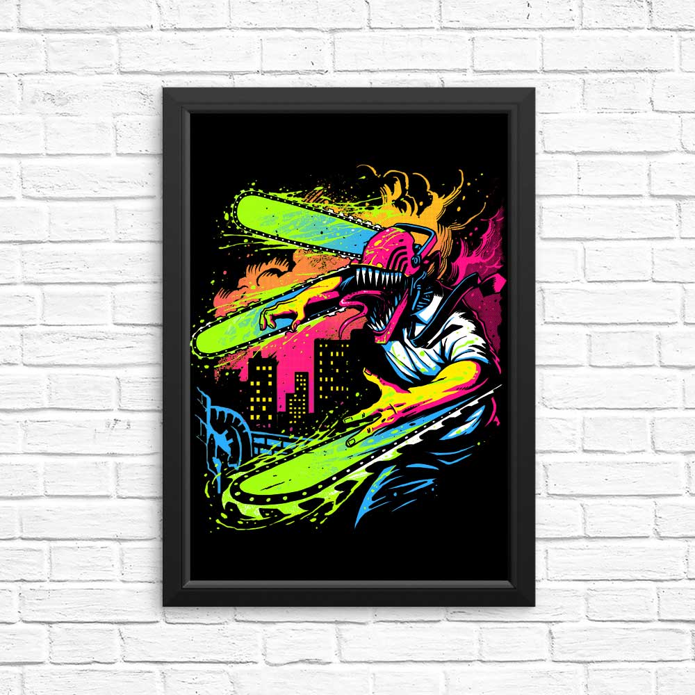 Neon Chainsaw - Wall Posters and Art Prints