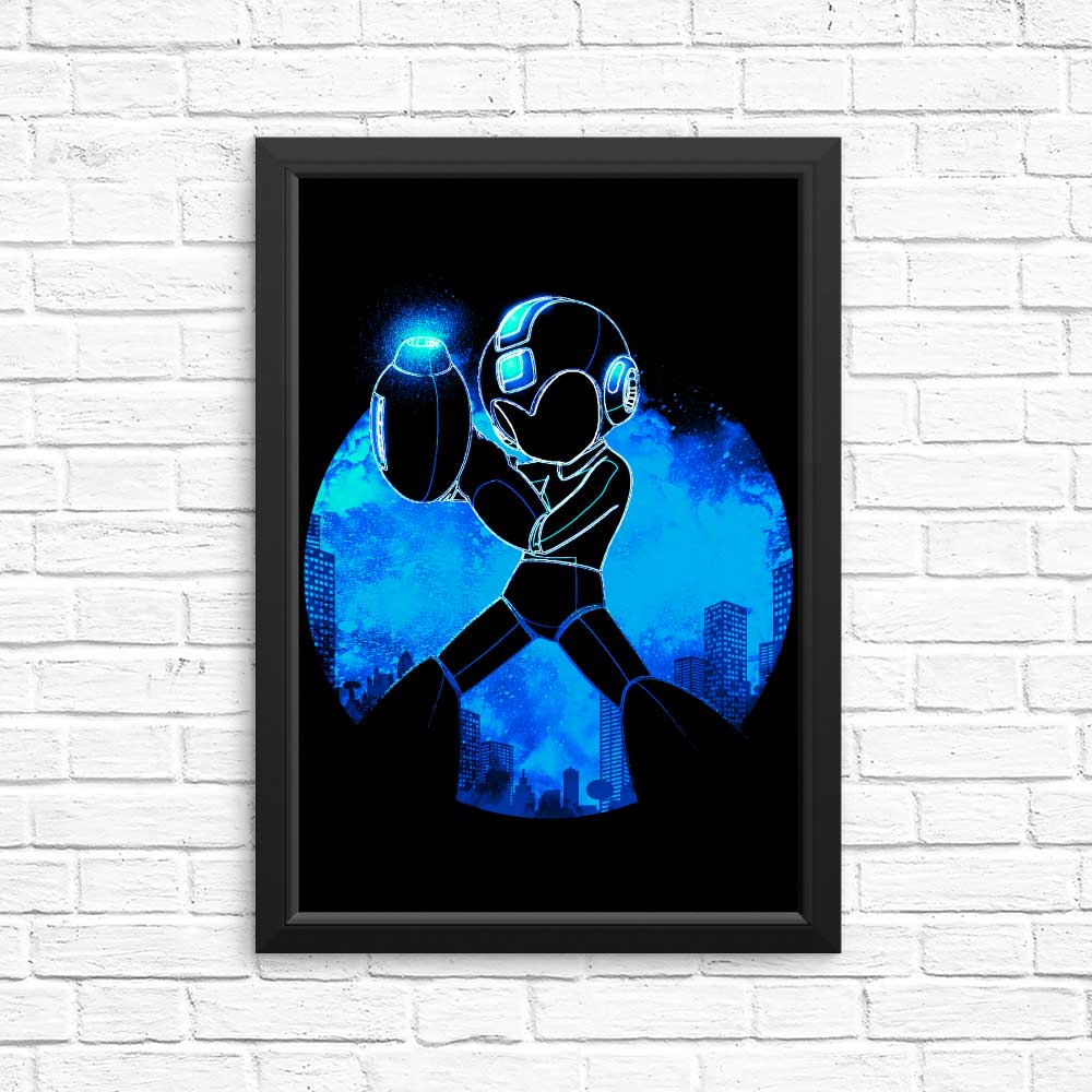 Vibrant Blue Bomber Orb Posters and Prints by Donnie Illustrations