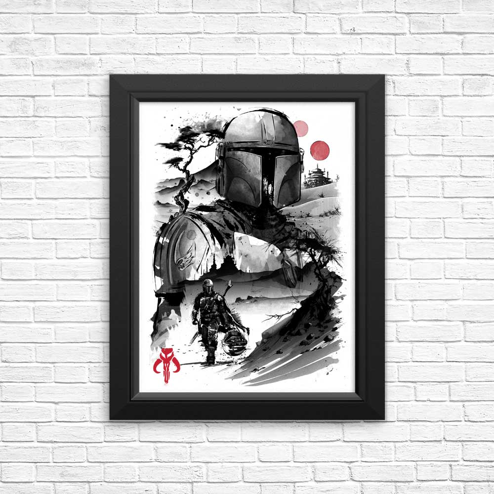 Exquisite Desert Hunter Sumi - e Posters and Prints
