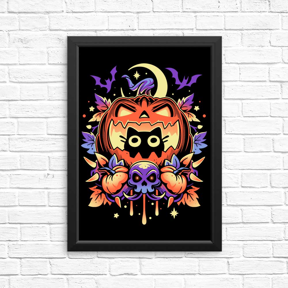 Spooky Halloween Cat Wall Posters and Prints for Decor