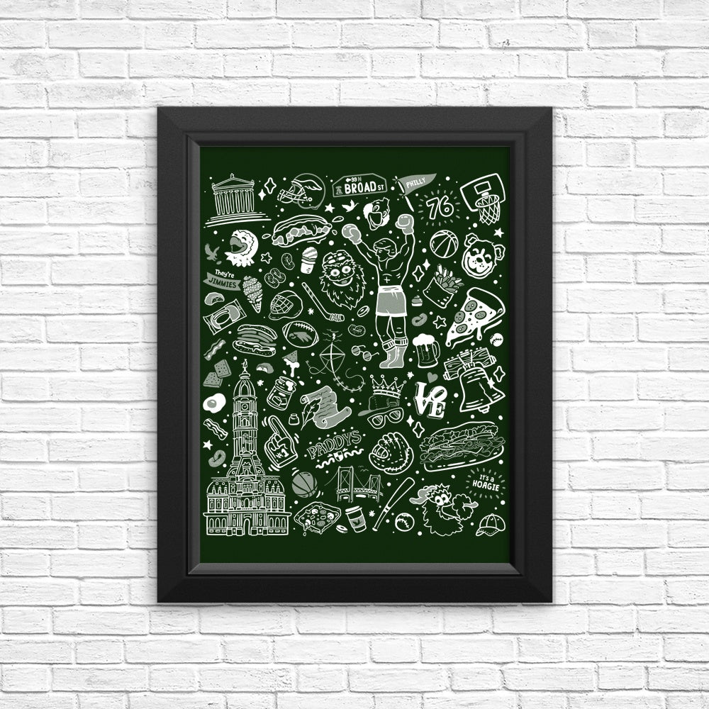 Dark Green Philly Icons Wall Posters and Art Prints