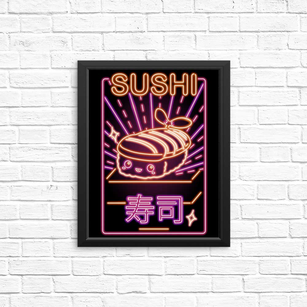 Vibrant Neon Sushi Art Posters and Prints