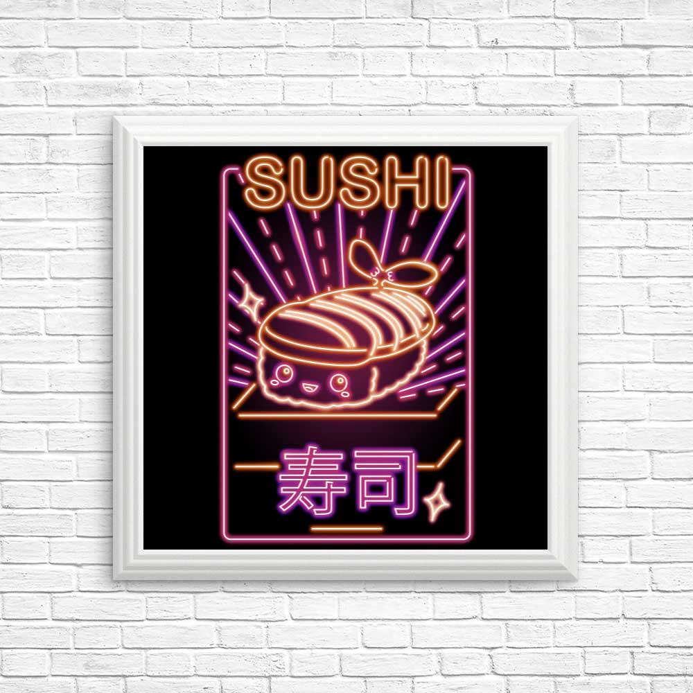Vibrant Neon Sushi Art Posters and Prints