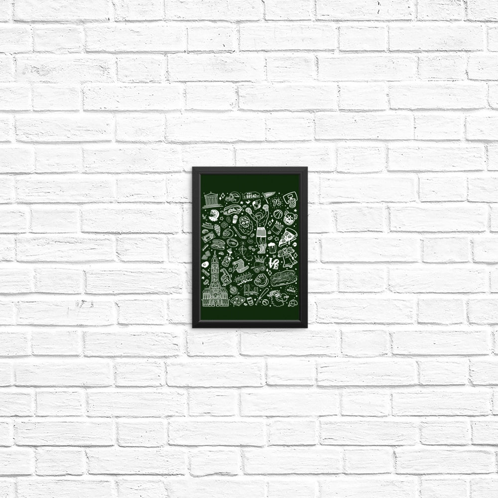 Dark Green Philly Icons Wall Posters and Art Prints