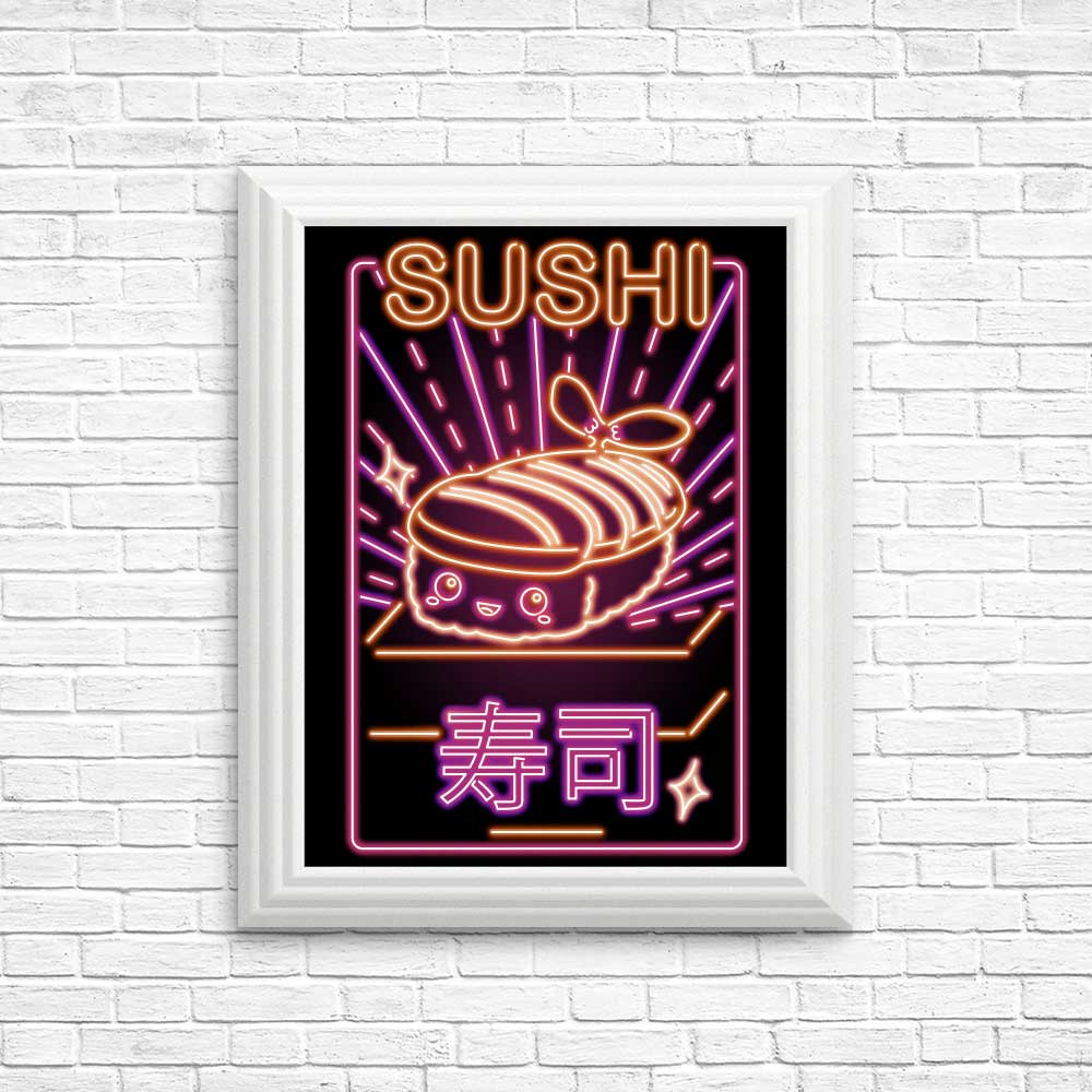 Vibrant Neon Sushi Art Posters and Prints