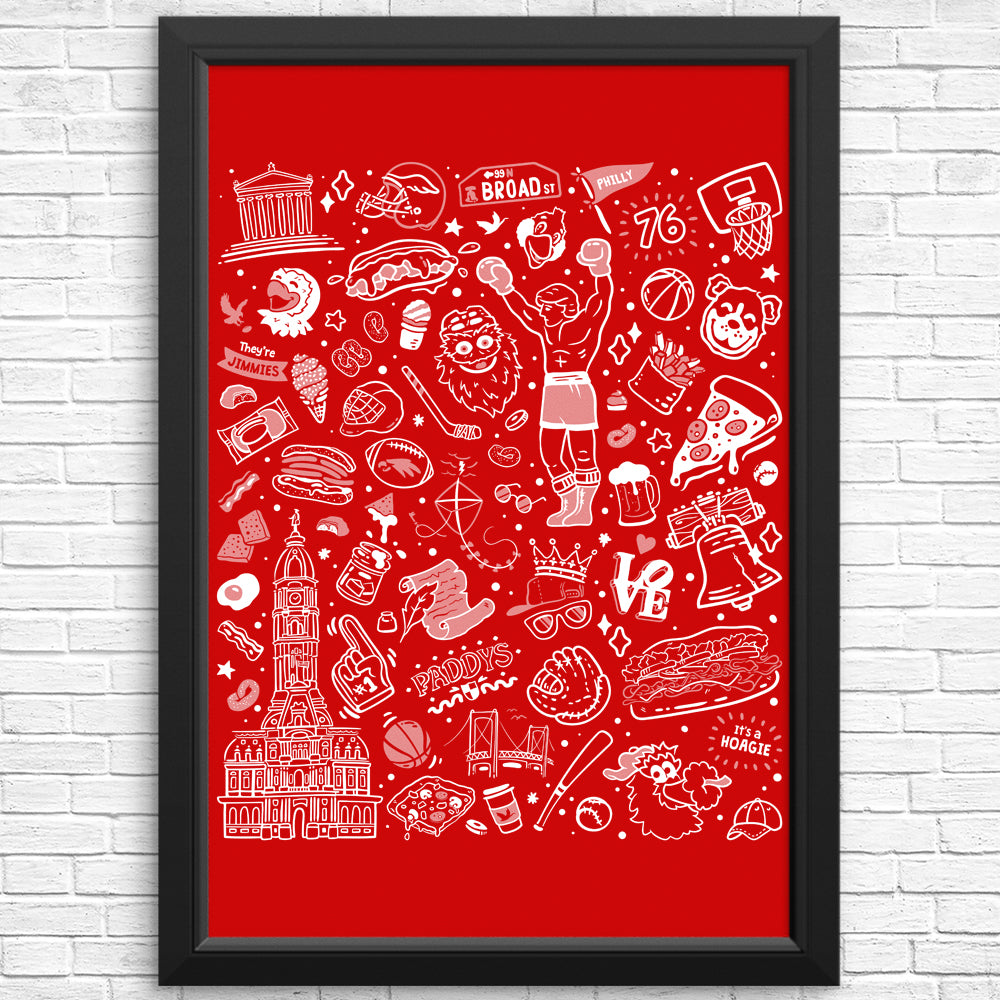 Red Philly Icons - Decorative Posters and Prints