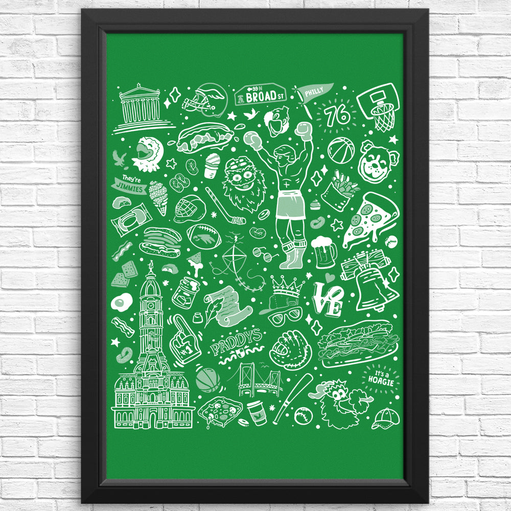 Green Philly Icons Wall Posters and Prints
