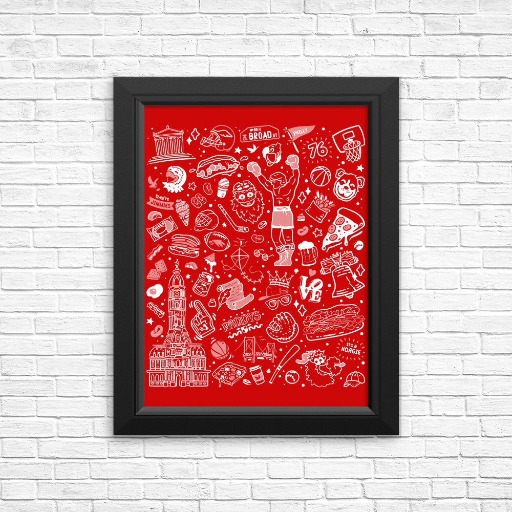 Red Philly Icons - Decorative Posters and Prints