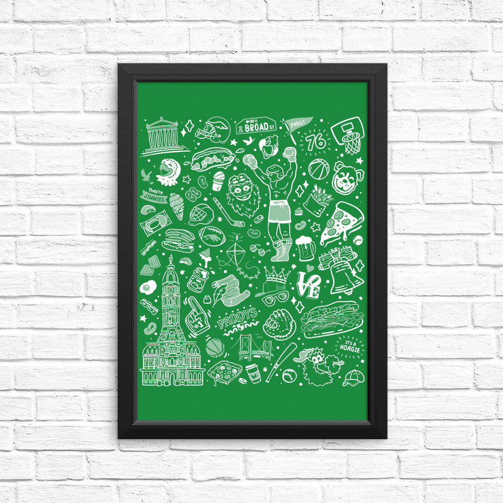 Green Philly Icons Wall Posters and Prints