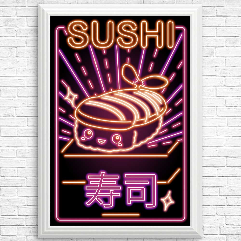 Vibrant Neon Sushi Art Posters and Prints