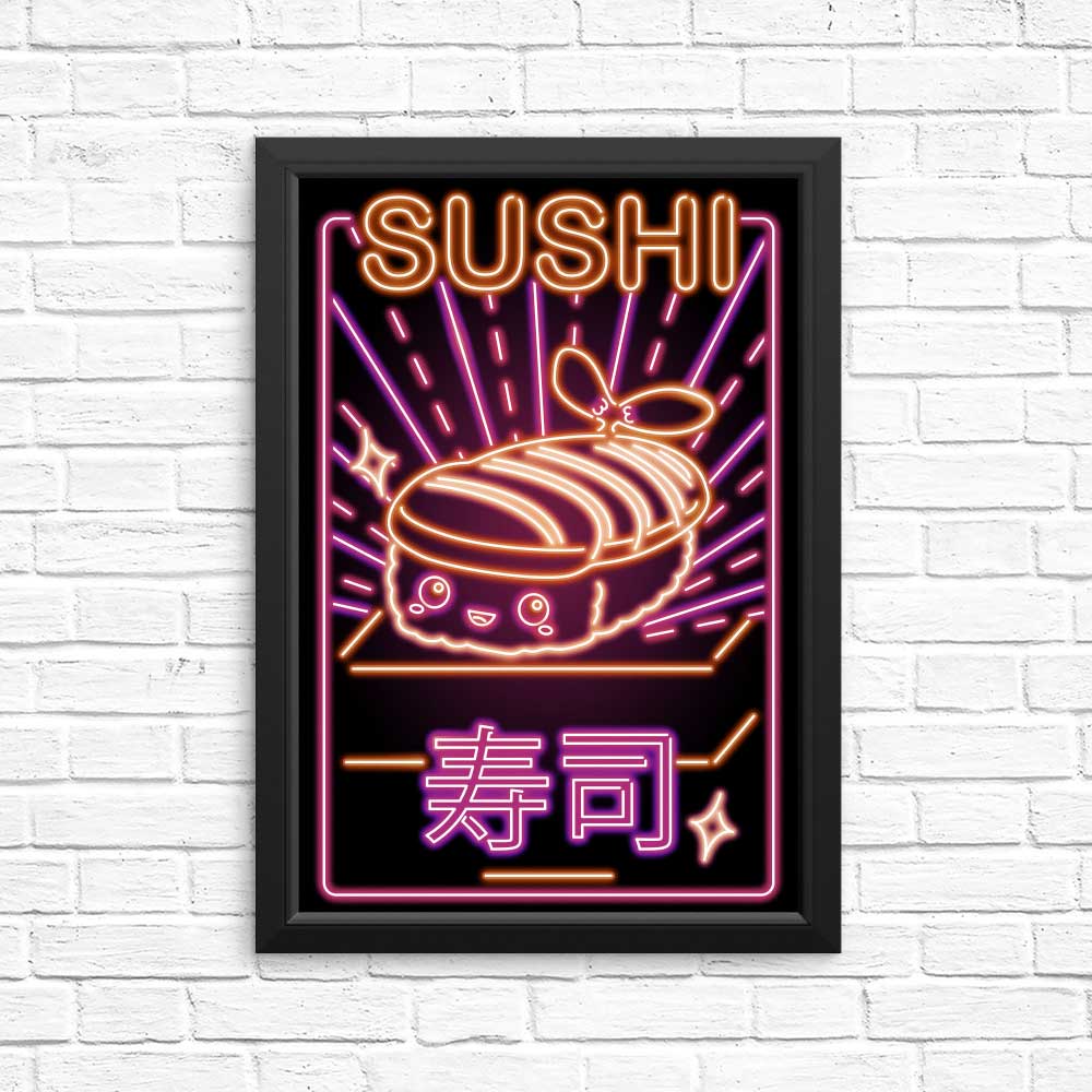 Vibrant Neon Sushi Art Posters and Prints