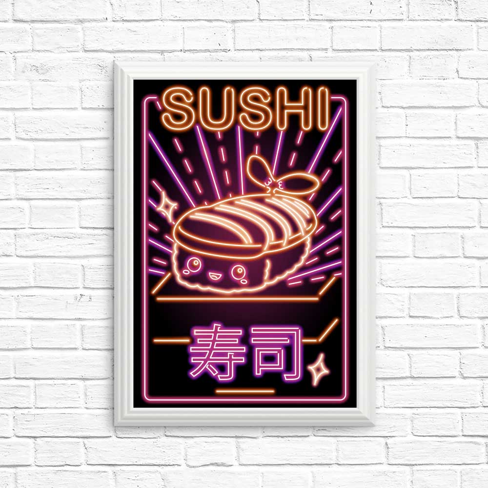 Vibrant Neon Sushi Art Posters and Prints