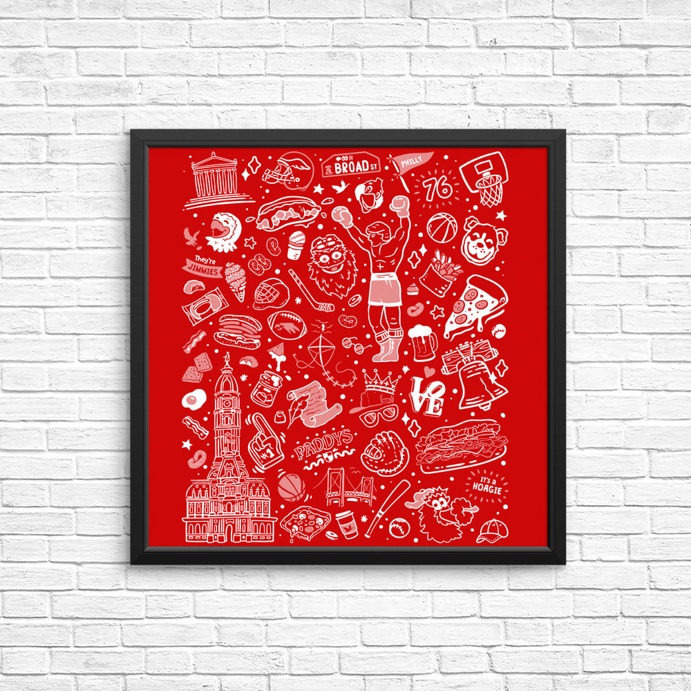 Red Philly Icons - Decorative Posters and Prints