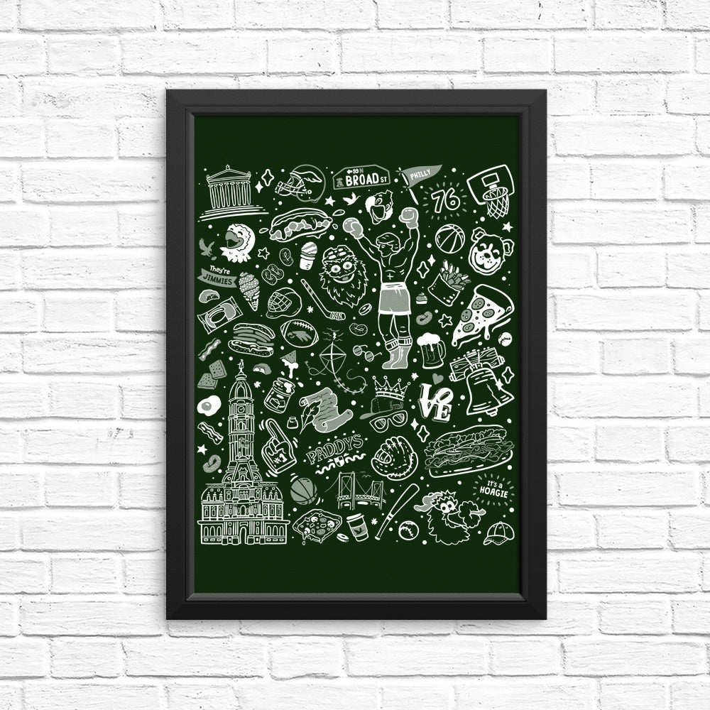 Dark Green Philly Icons Wall Posters and Art Prints