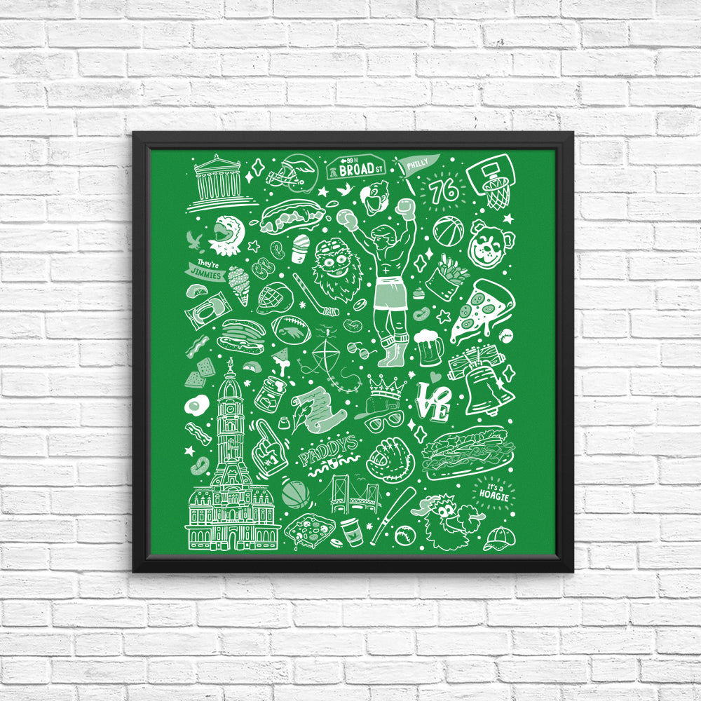 Green Philly Icons Wall Posters and Prints