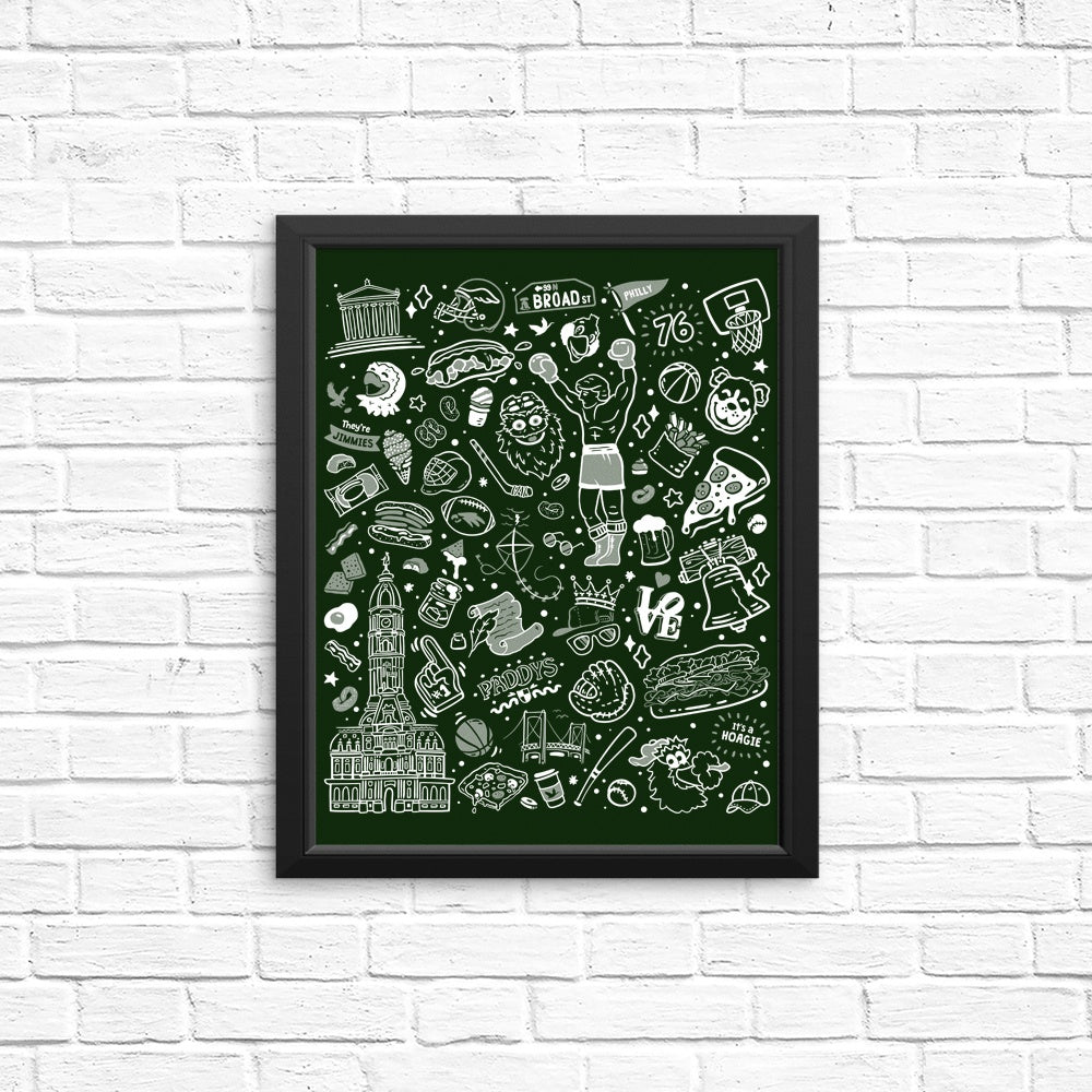 Dark Green Philly Icons Wall Posters and Art Prints