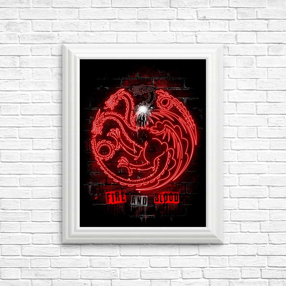 Vibrant Neon Dragon Posters and Prints from Alemaglia