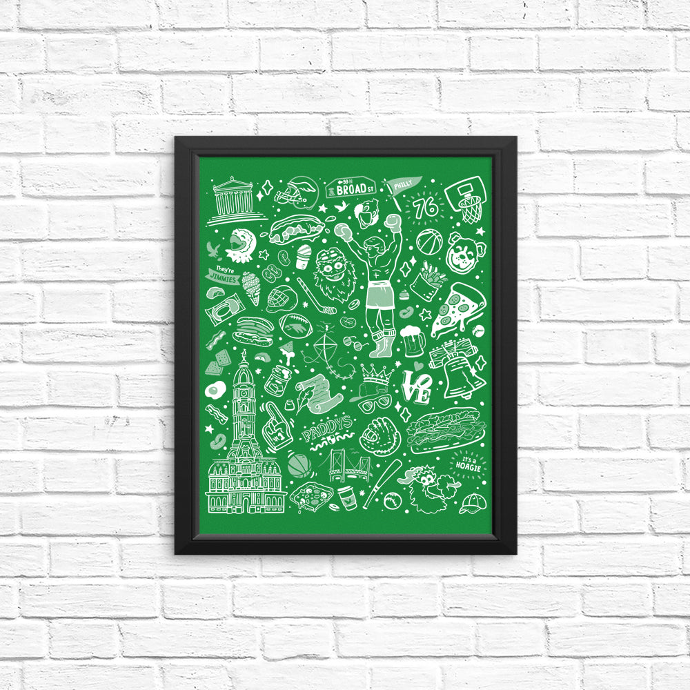 Green Philly Icons Wall Posters and Prints