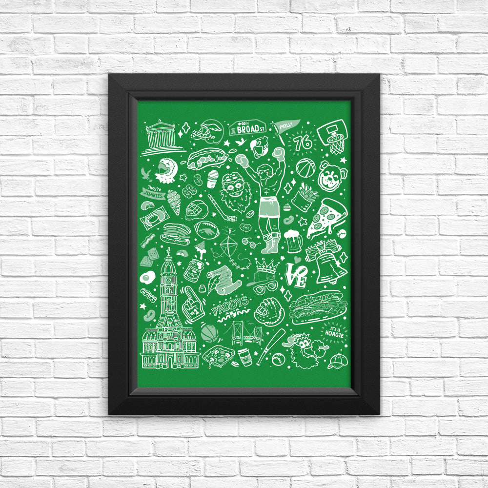 Green Philly Icons Wall Posters and Prints