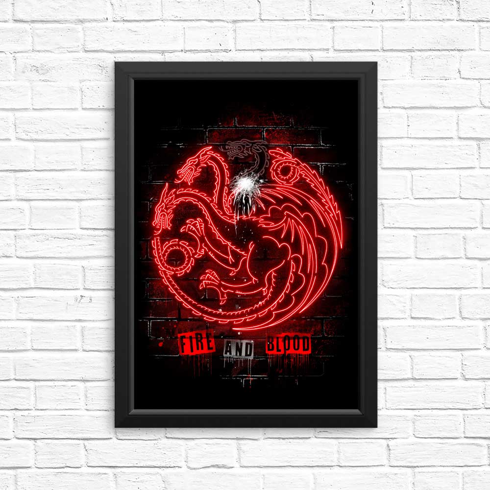 Vibrant Neon Dragon Posters and Prints from Alemaglia