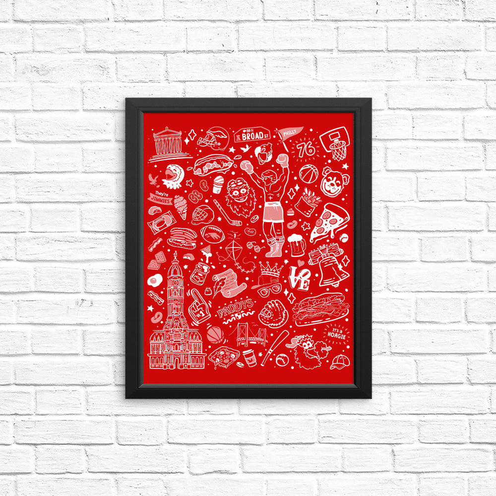 Red Philly Icons - Decorative Posters and Prints